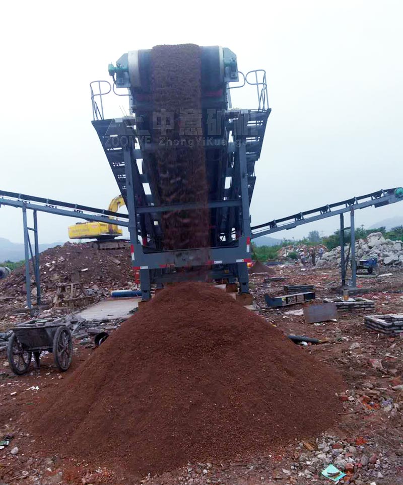 移動破碎機在湖南建筑垃圾處理現場