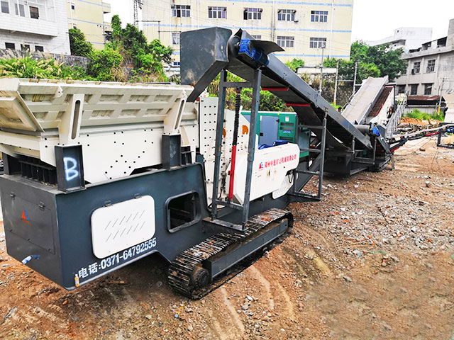 履帶移動(dòng)反擊破碎站助力廣東建筑垃圾再生利用